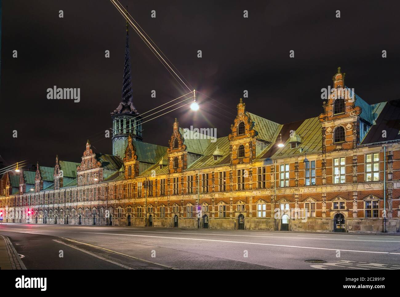 Borsen (The Stock Exchange) in evening, Copenhagen Stock Photo