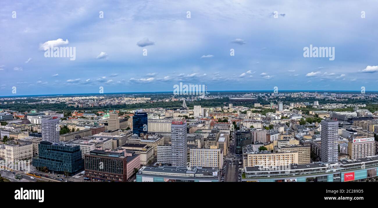 Panoramic view of Warsaw, Masovia, Poland Stock Photo