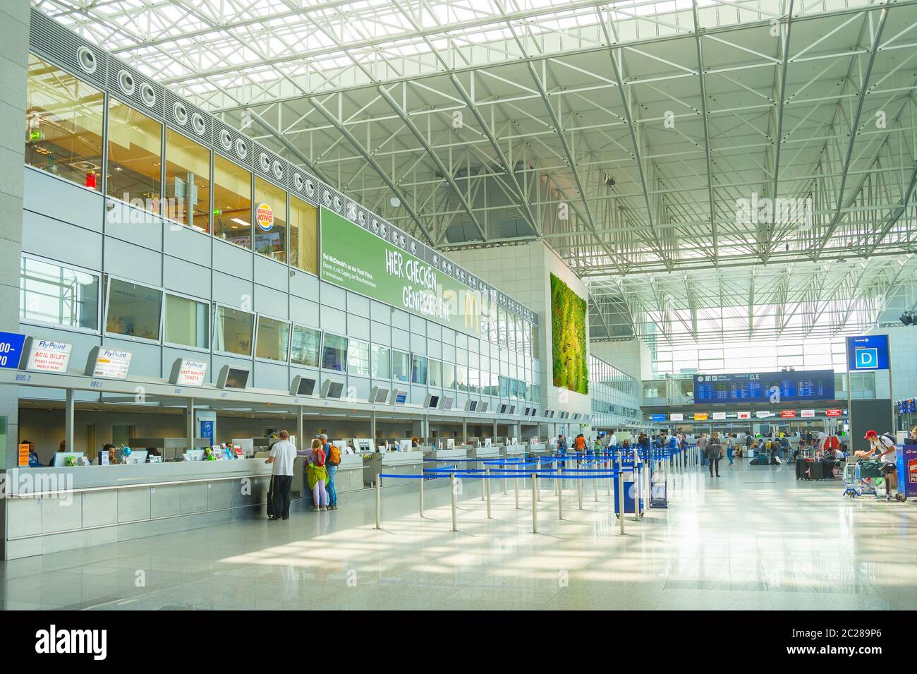 People ticket Frankfurt airport hall Stock Photo