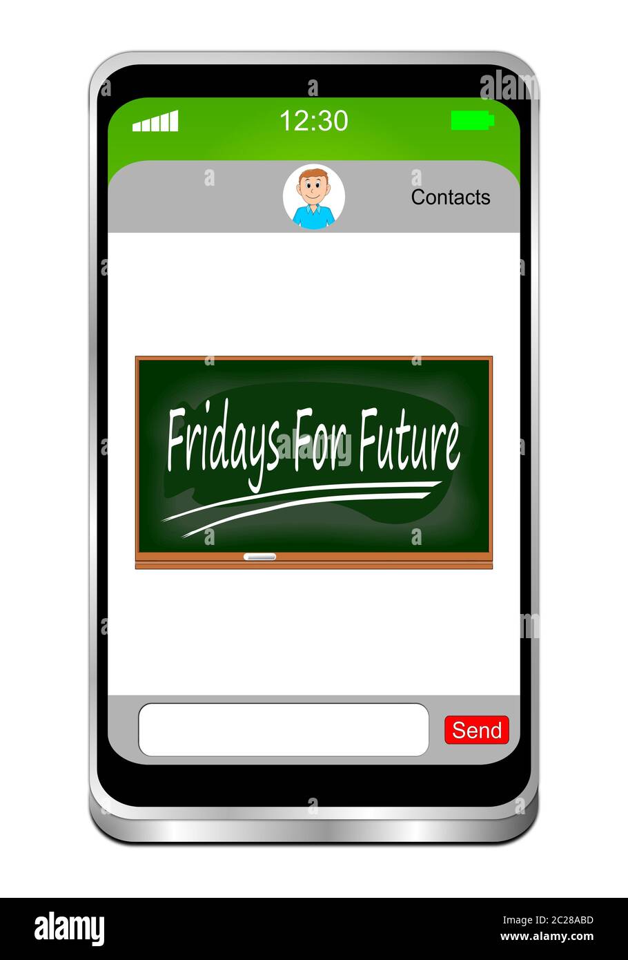 decorative Smartphone with Chalkboard Fridays for Future - 3D illustration Stock Photo