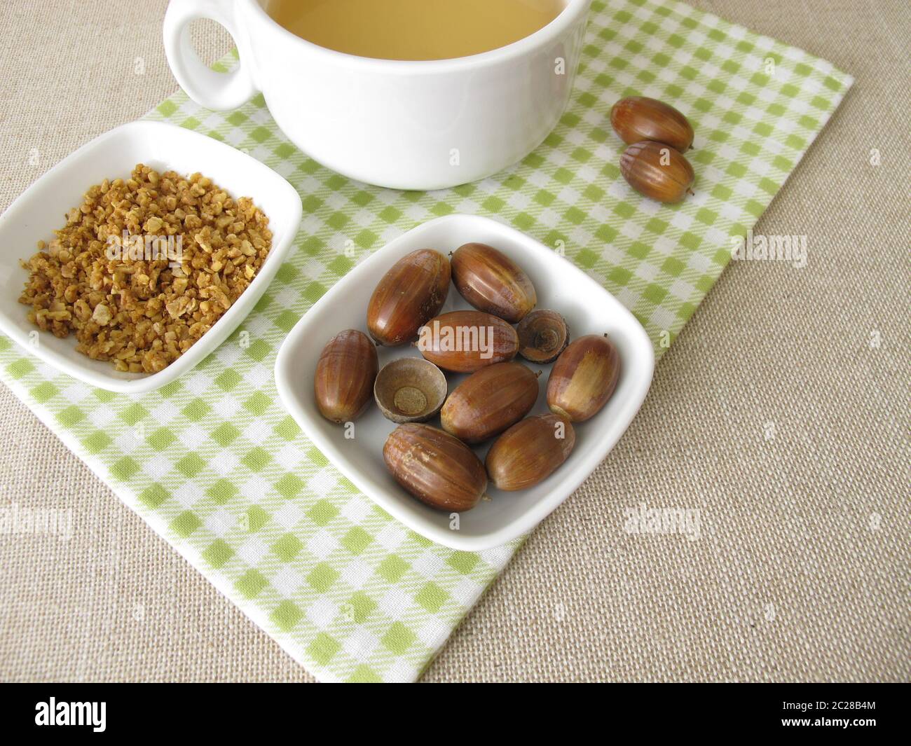 Acorn coffee from roasted acorns Stock Photo