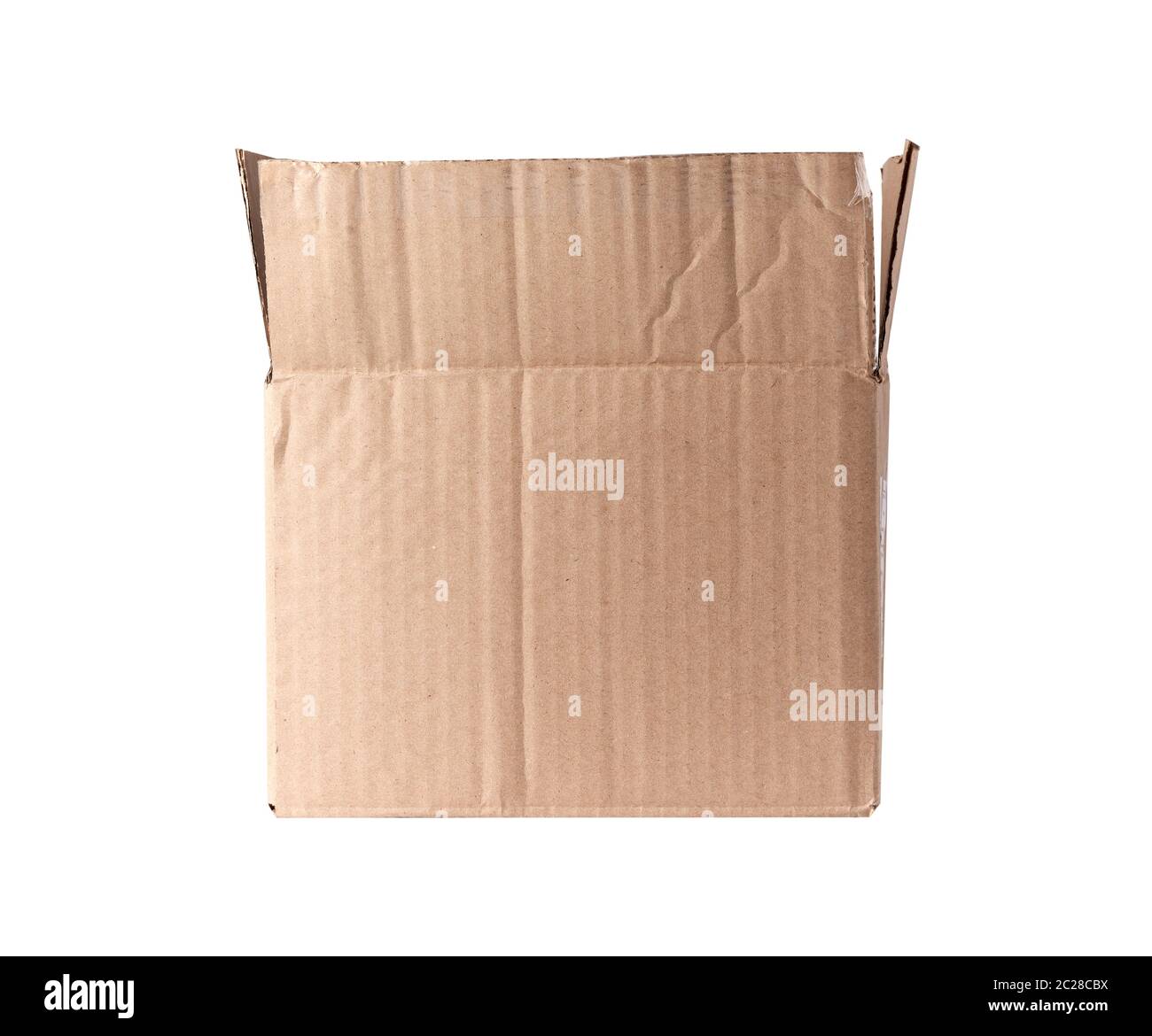 open brown rectangular box of cardboard on a white background, packaging for goods Stock Photo