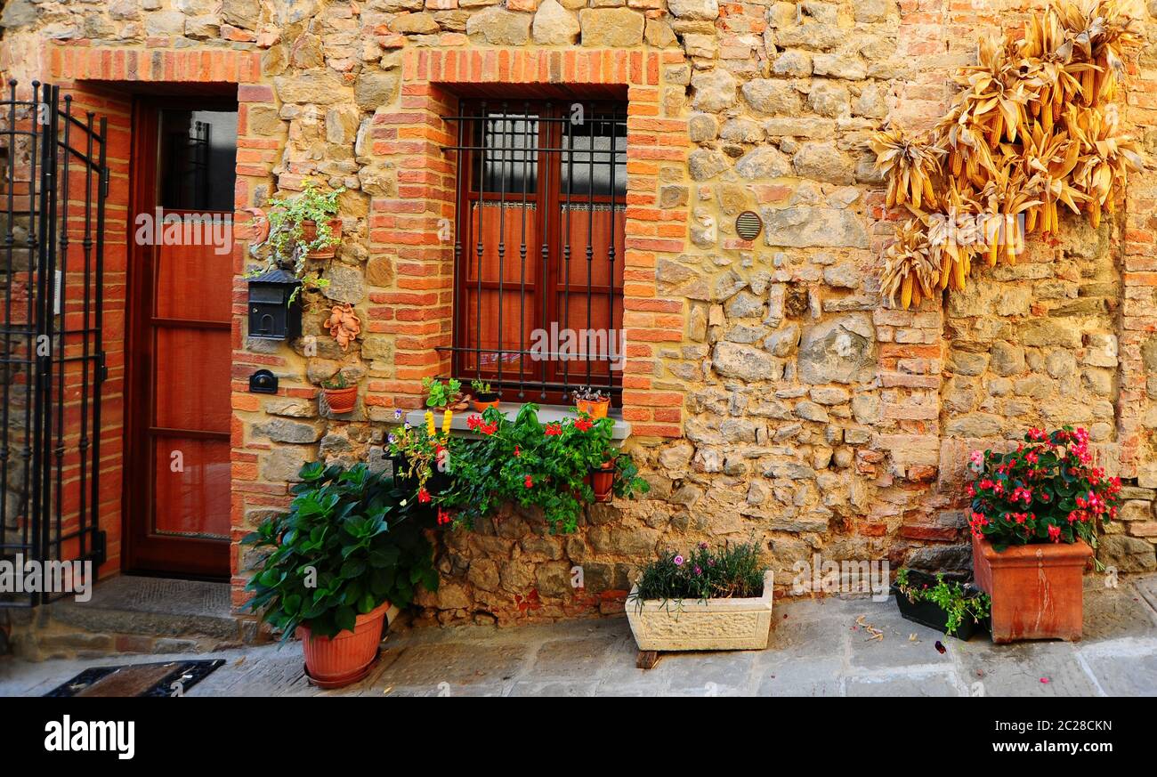 Dry corn cobs on facade Stock Photo - Alamy