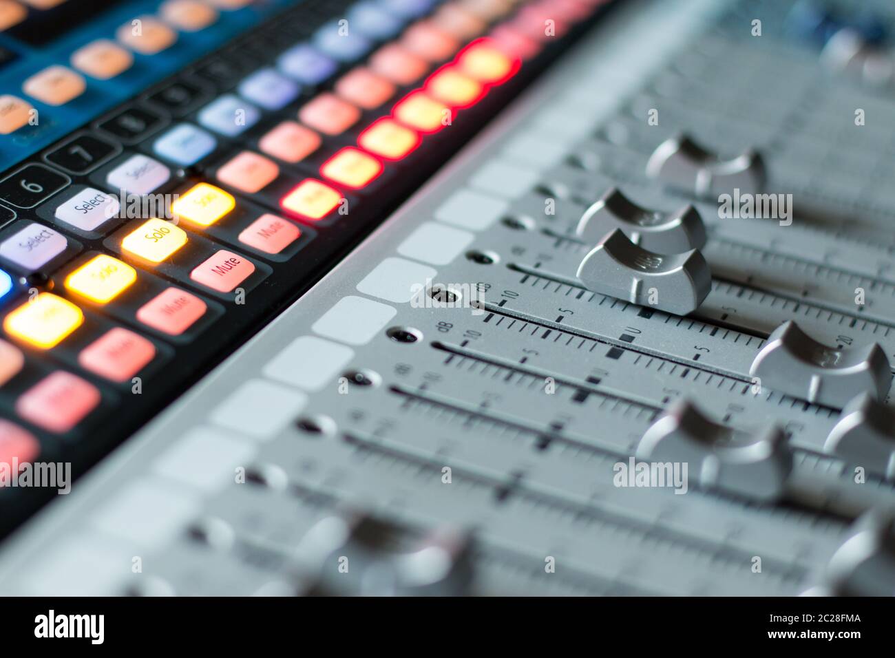 Sound recording studio mixer desk professional music production Stock