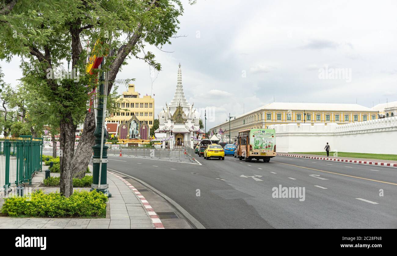 a traffic condition was around Grand Royal Palace, Bangkok Thailand Stock Photo