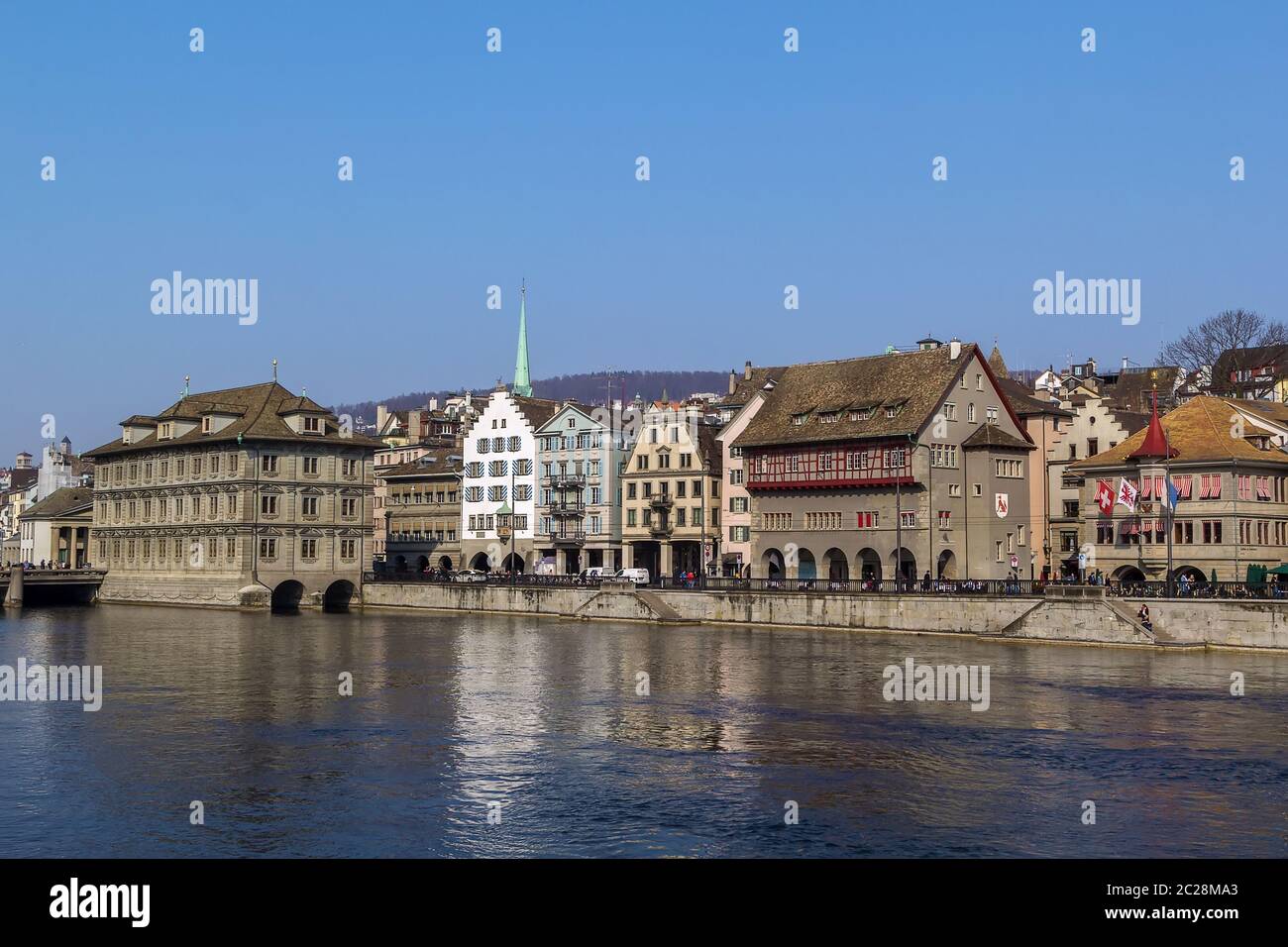 embankment of Limmat river, Zurich Stock Photo