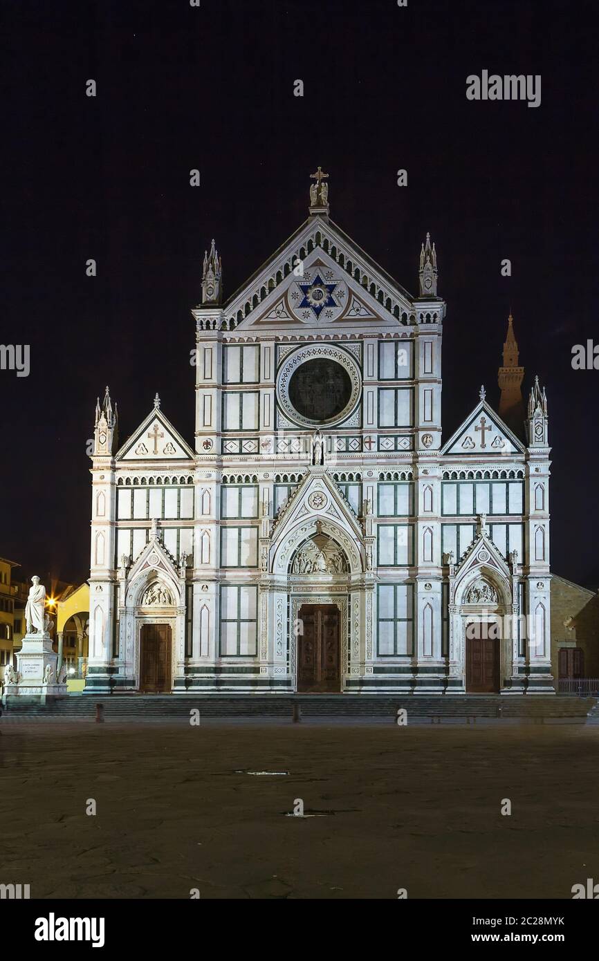 Basilica of Santa Croce in evening, Florence, Italy Stock Photo