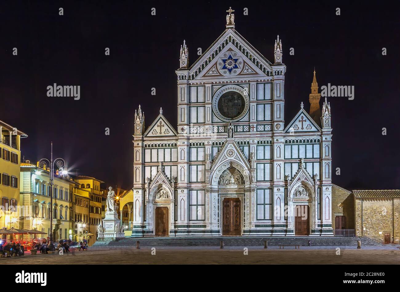 Basilica of Santa Croce in evening, Florence, Italy Stock Photo