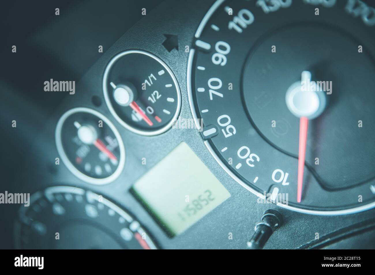 Car dashboard with tachometer and fuel indicator Stock Photo Alamy