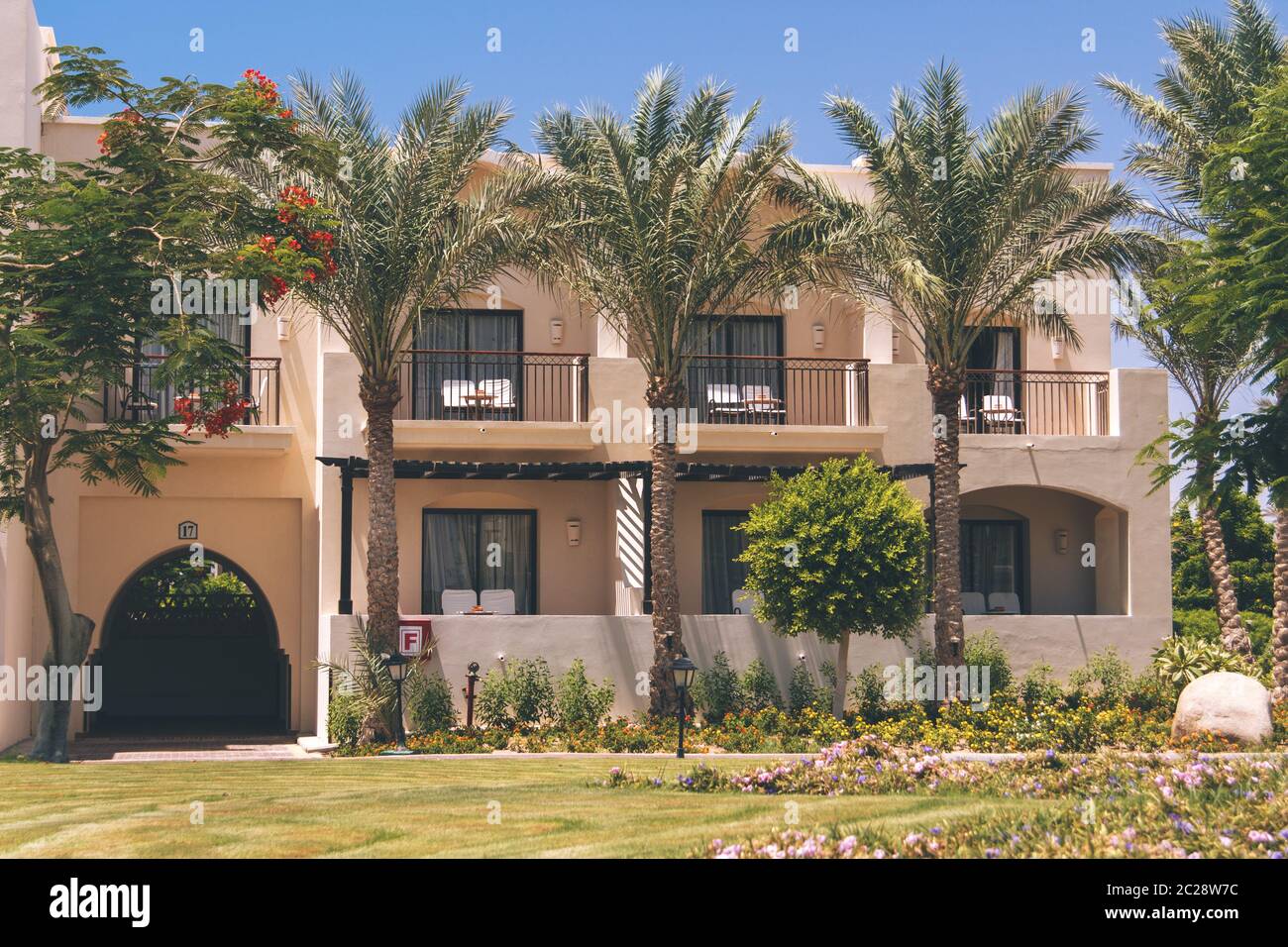 Arabian Architecture Exterior of Summer Luxury Resort Egypt Hotel Stock Photo
