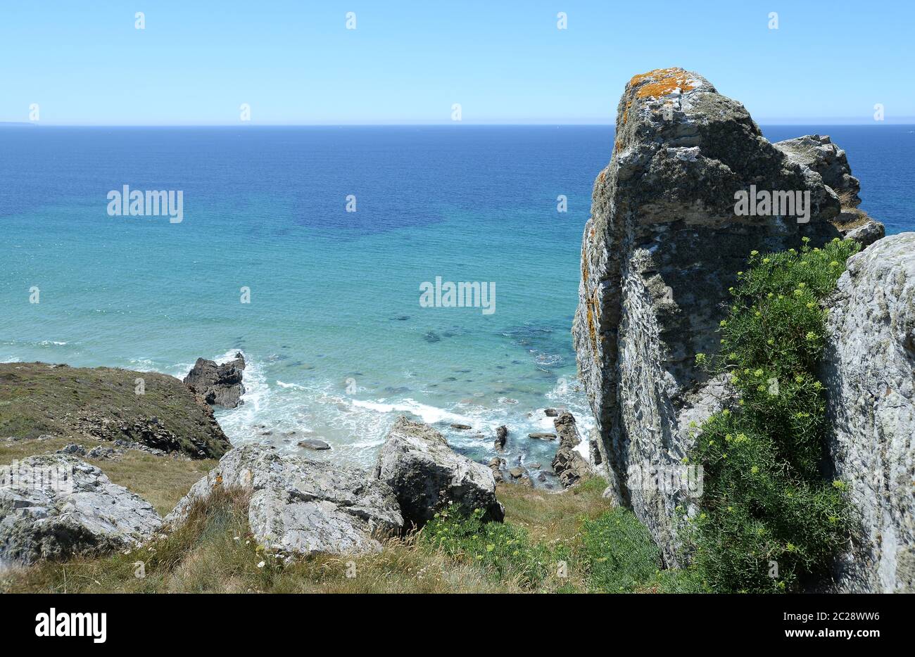 Coast on the Crozon Peninsula, Brittany Stock Photo