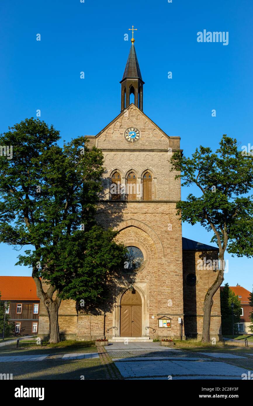 View of the church of Hasselfelde in the Harz Mountains Stock Photo