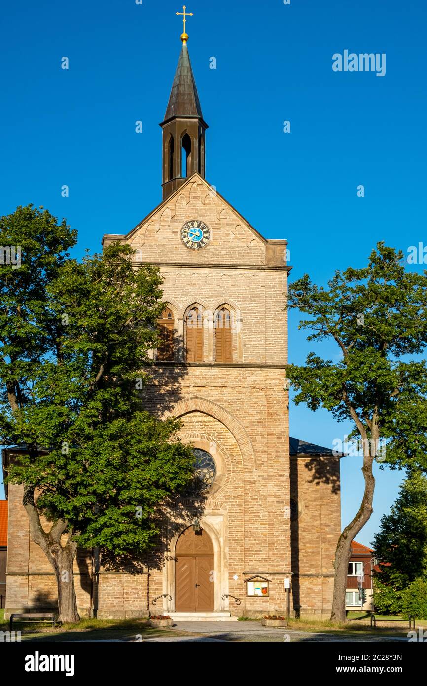 View of the church of Hasselfelde in the Harz Mountains Stock Photo