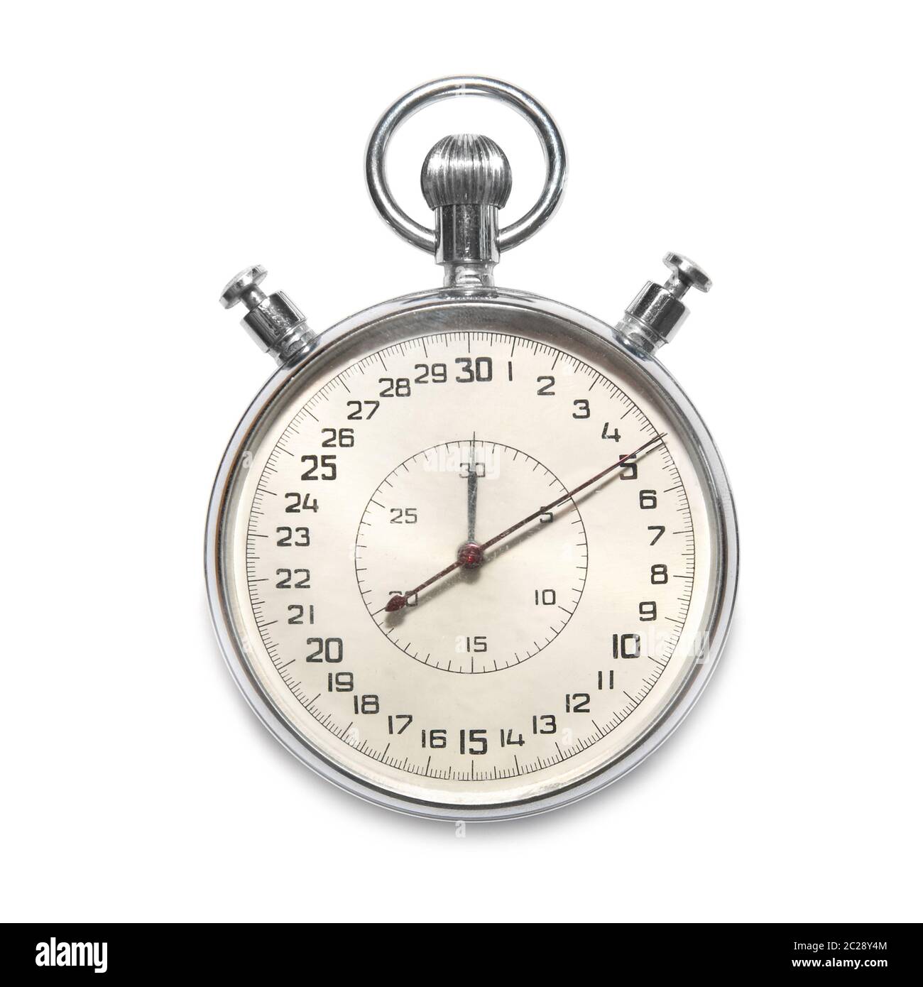 Silver metallic stopwatch isolated on white background Stock Photo - Alamy