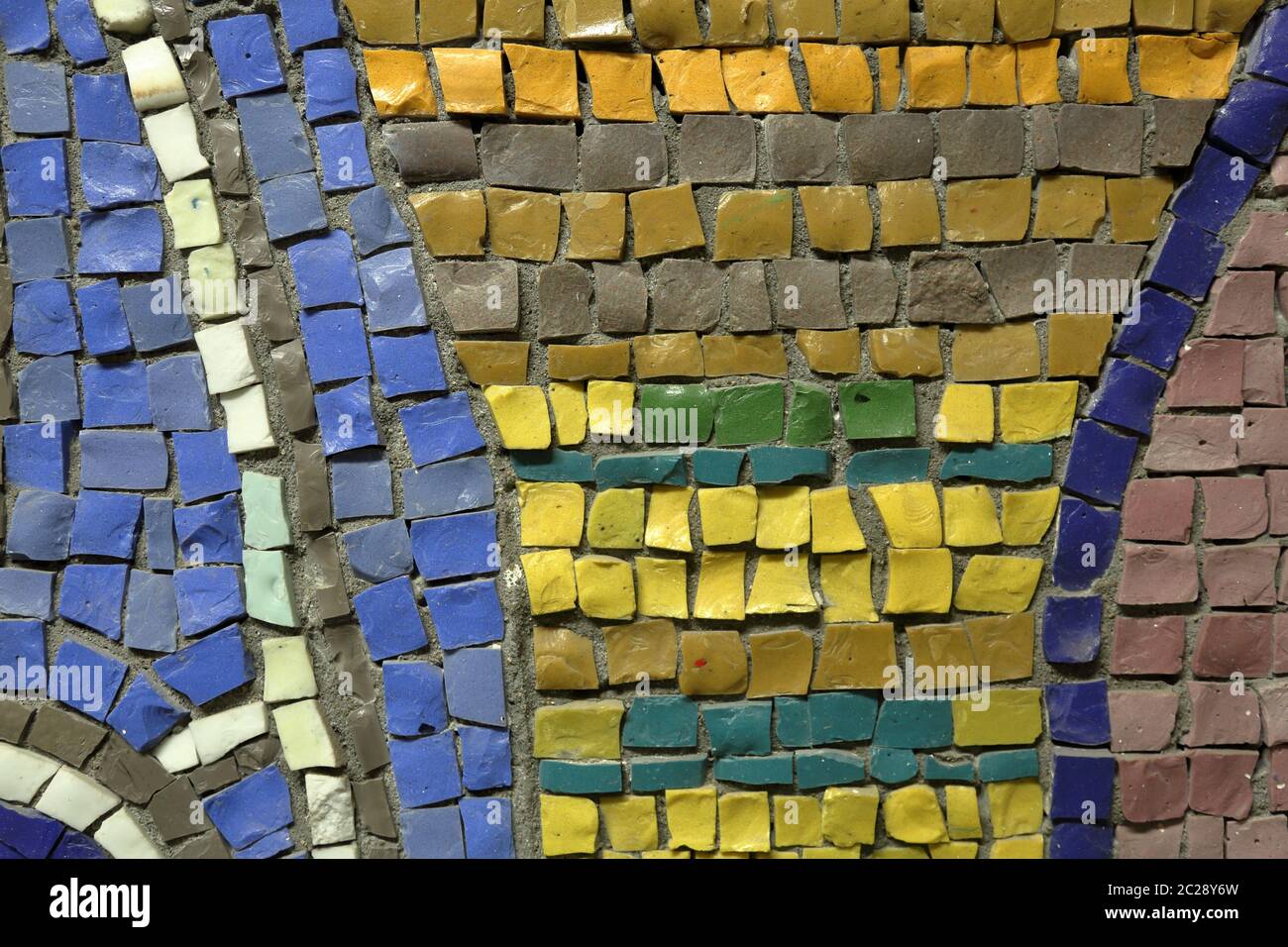 Mosaic pattern of multicolored tiles on the wall Stock Photo