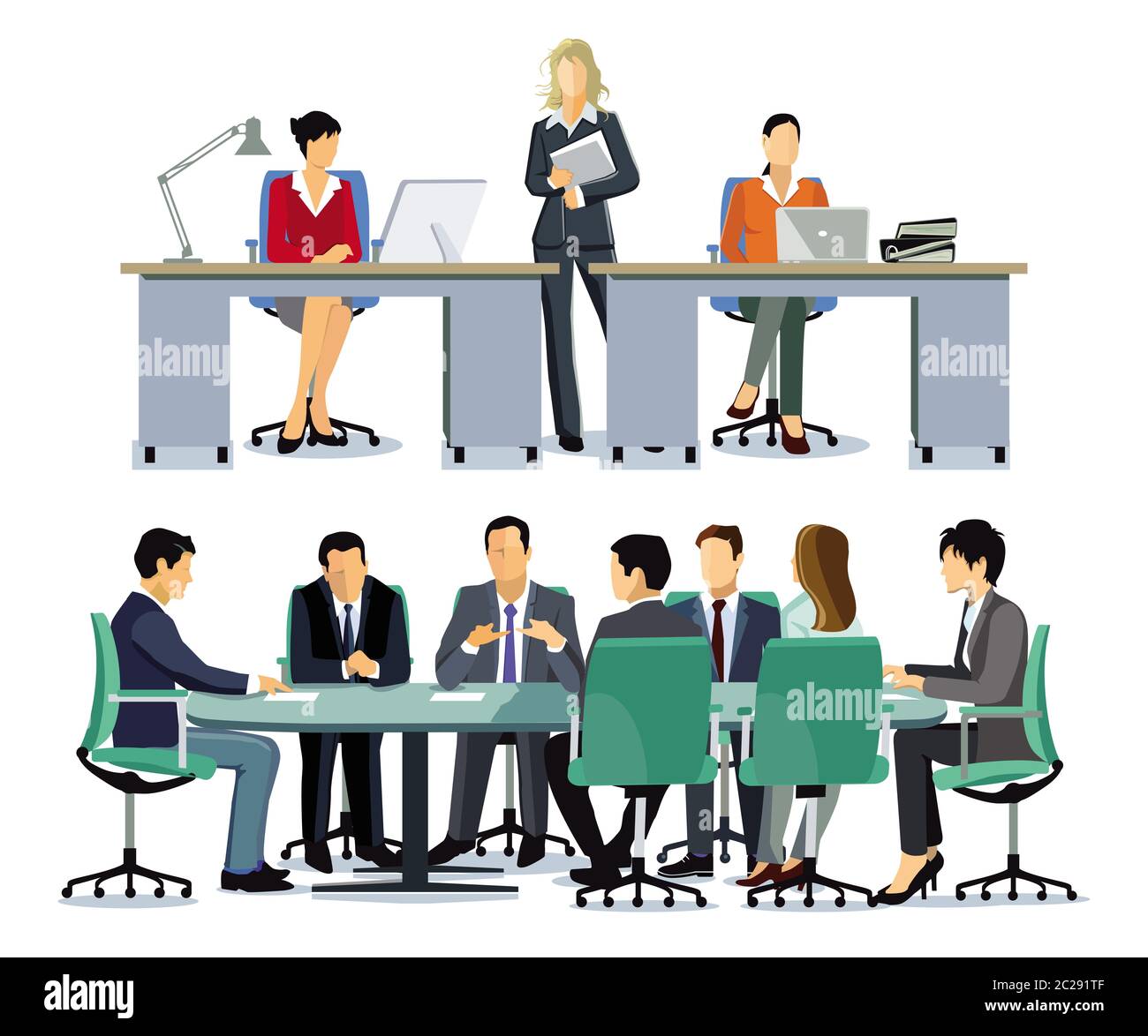 Discussion, and panelÂ of business men Stock Photo