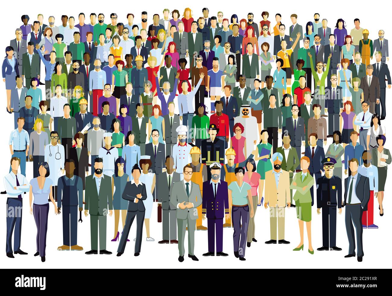 Crowd in the community, coworkers and friends Stock Photo
