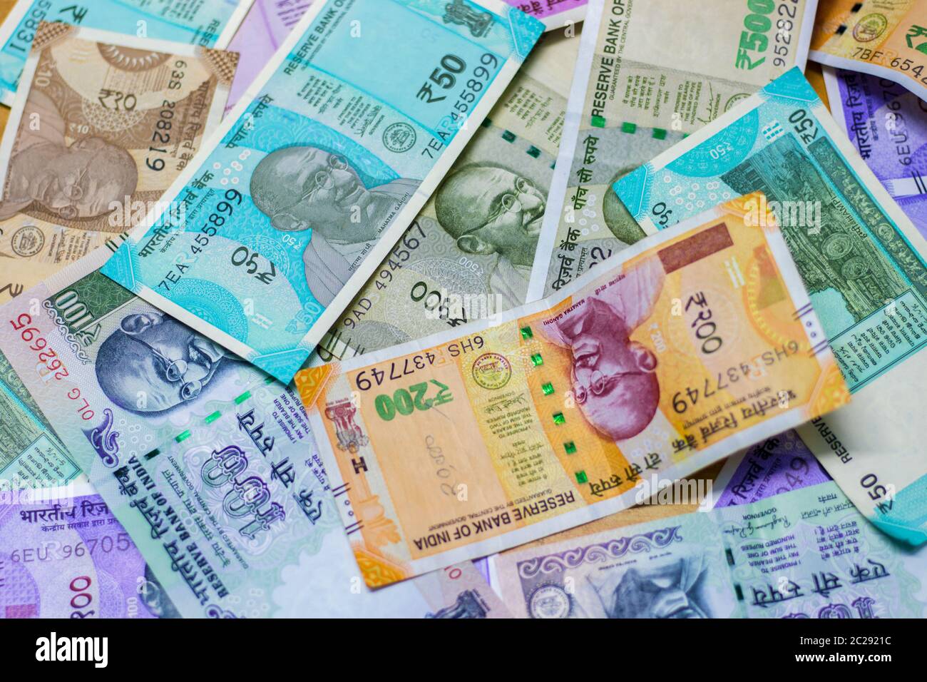 h new 10,100, 200,and 500 Indian currency Stock Photo