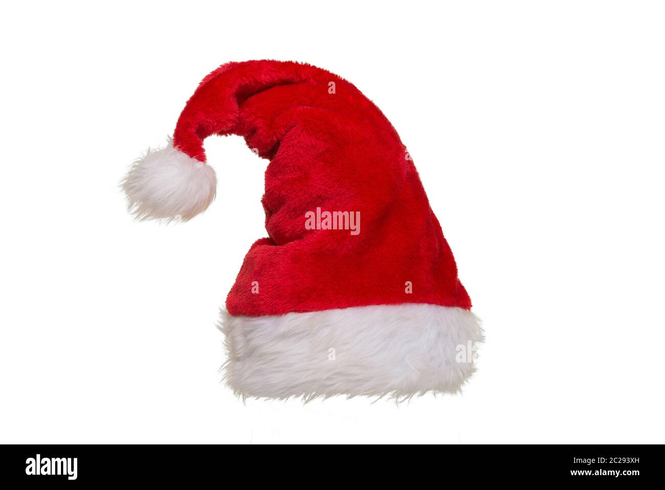 Red and white hat of santa claus isolated on a white background Stock Photo