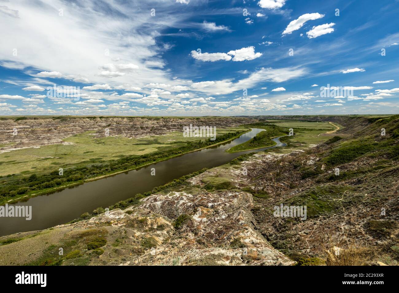 The Red Deer River Valley at Drumheller in Alberta Canada Stock Photo
