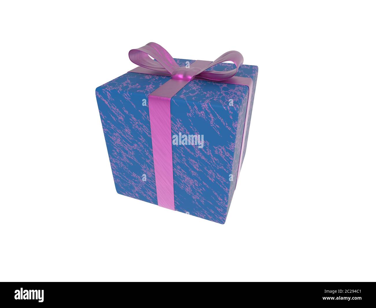 Violet blue gift box present package slightly sideways 3d illustration