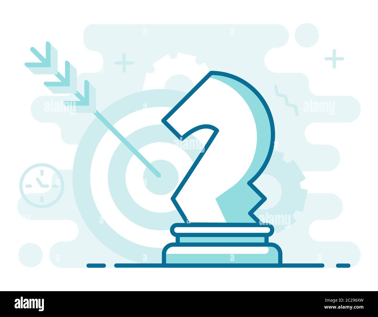 Business strategy concept. Chess knight, target icon. Stock Vector