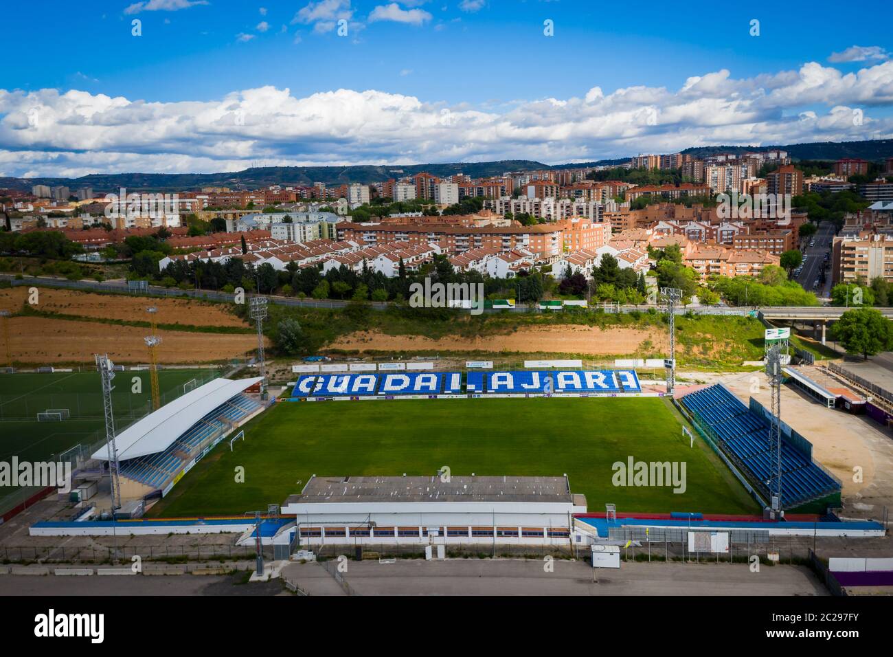 Aerial view of Pedro Escartín football field in the Spanish city of