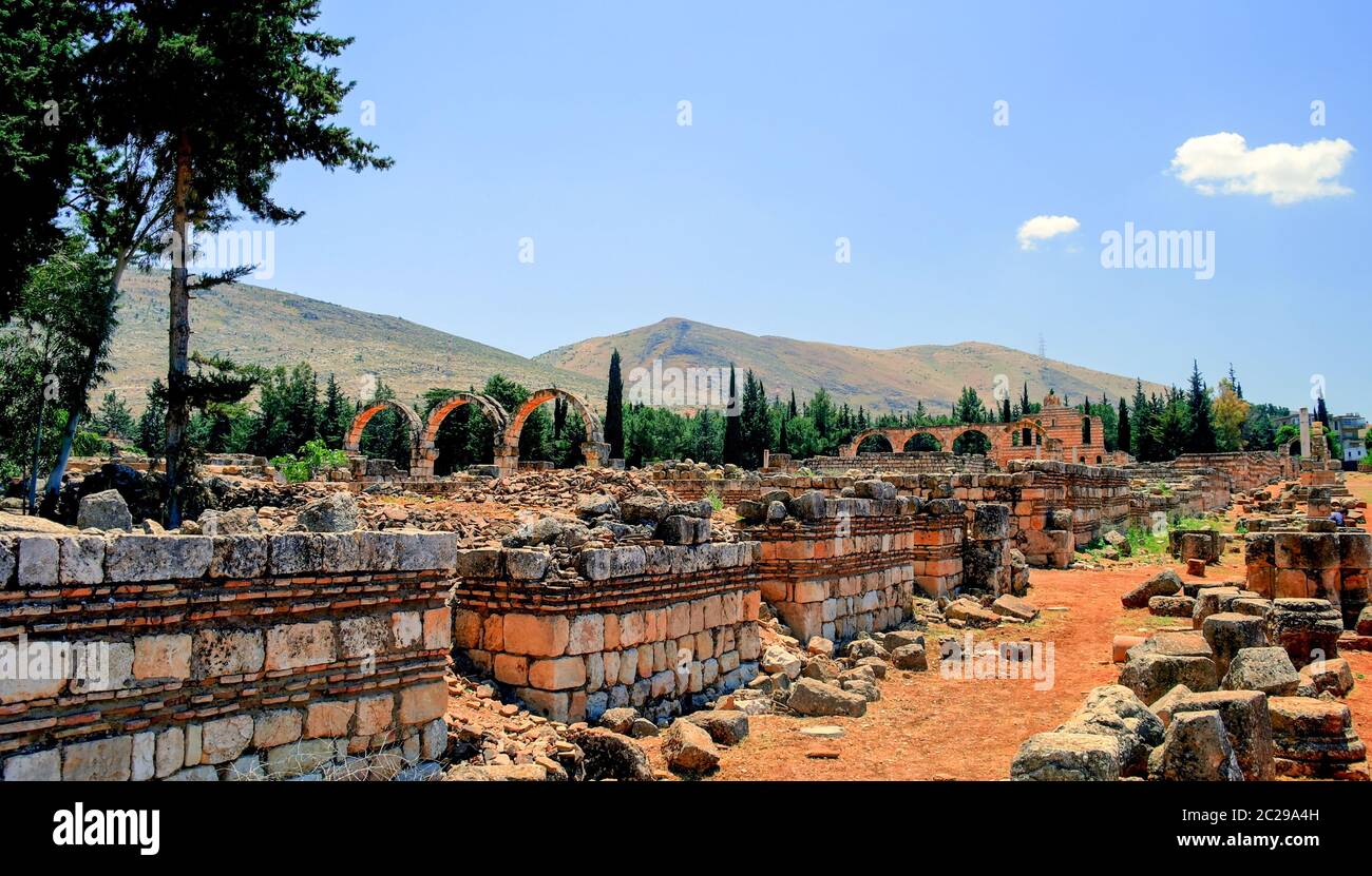 Ruins of ancient city Anjar in Bekaa valley, Lebanon Stock Photo