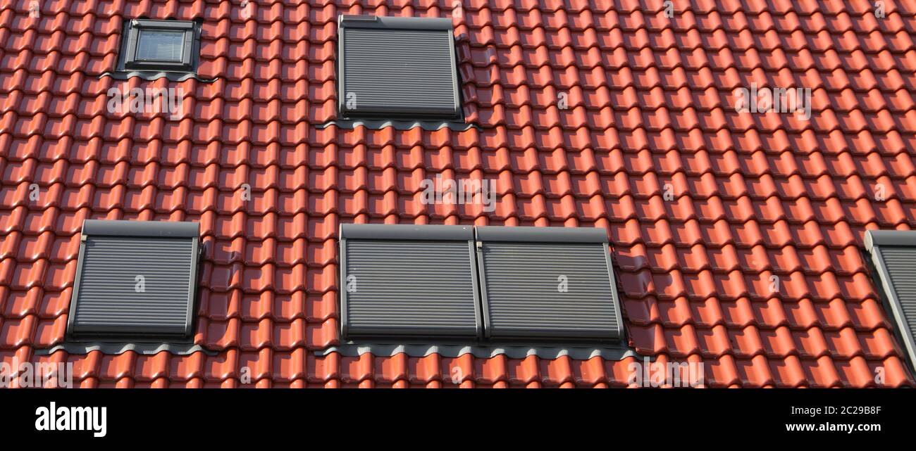 a house with new roof windows Stock Photo