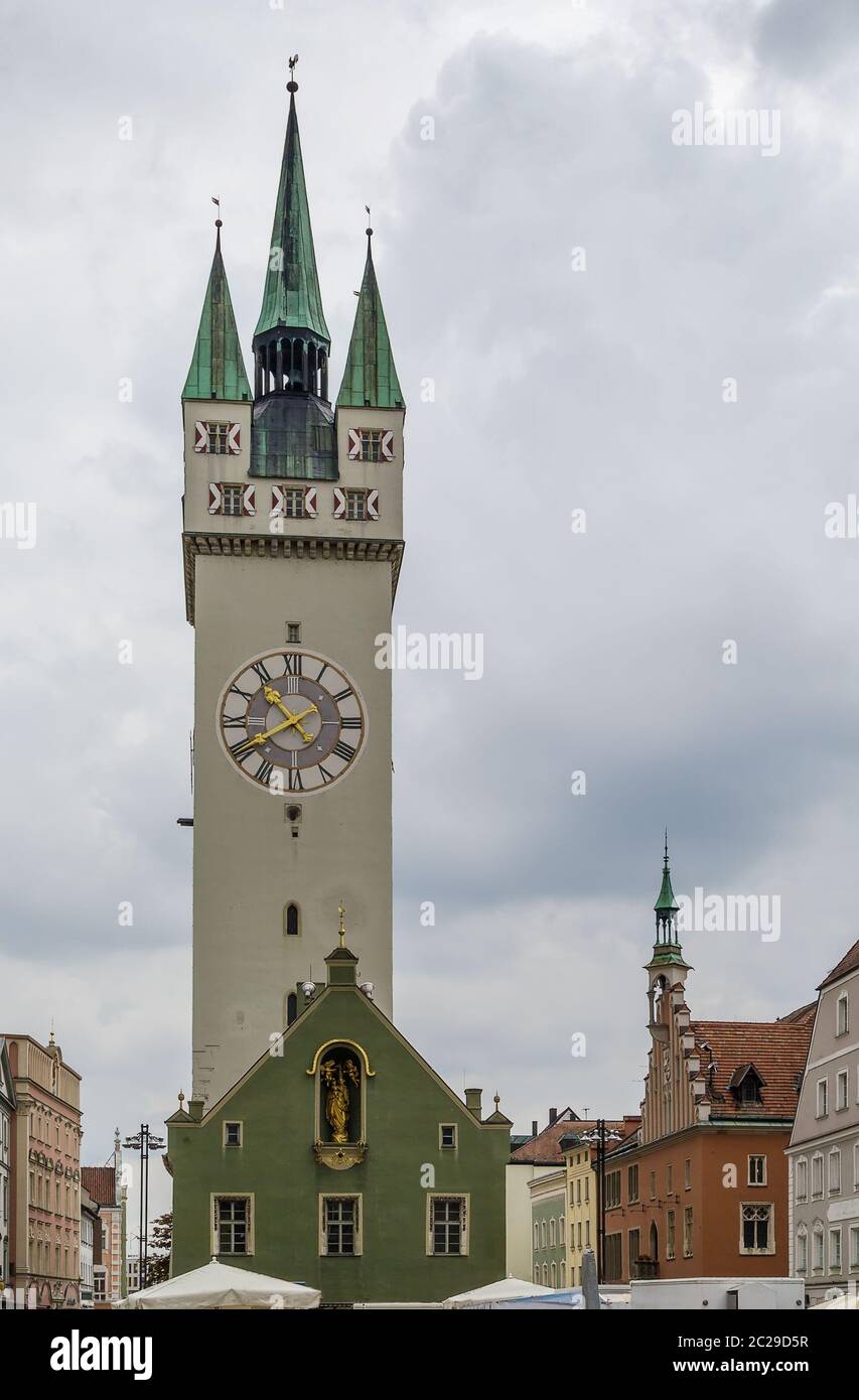 City tower, Straubing, Germany Stock Photo