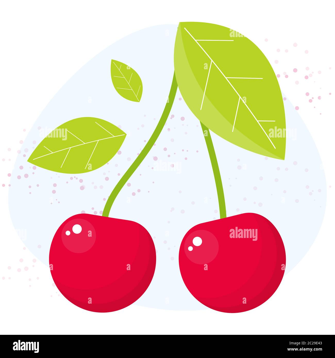 Vector cherry icon. Flat cartoon berry illustration Stock Vector