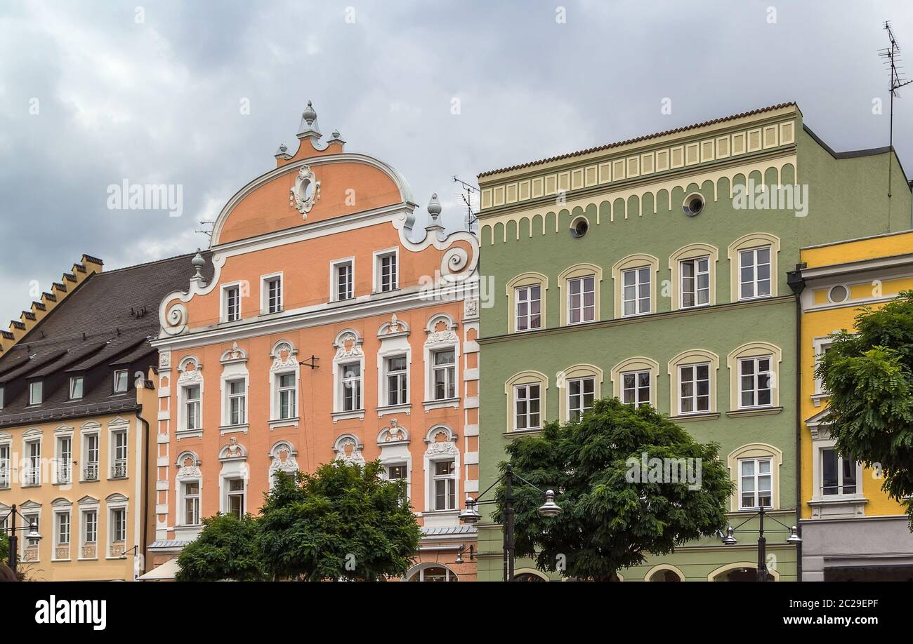 historic houses in Straubing, Germany Stock Photo