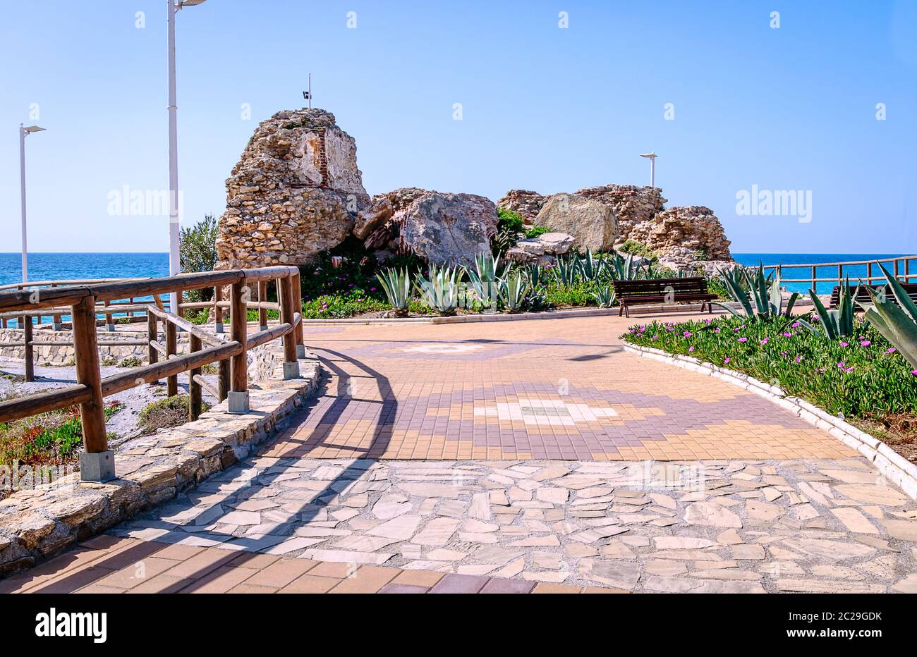 Promenade of playa Torrecilla in Nerja, Andalusia, Costa del Sol, Spain Stock Photo