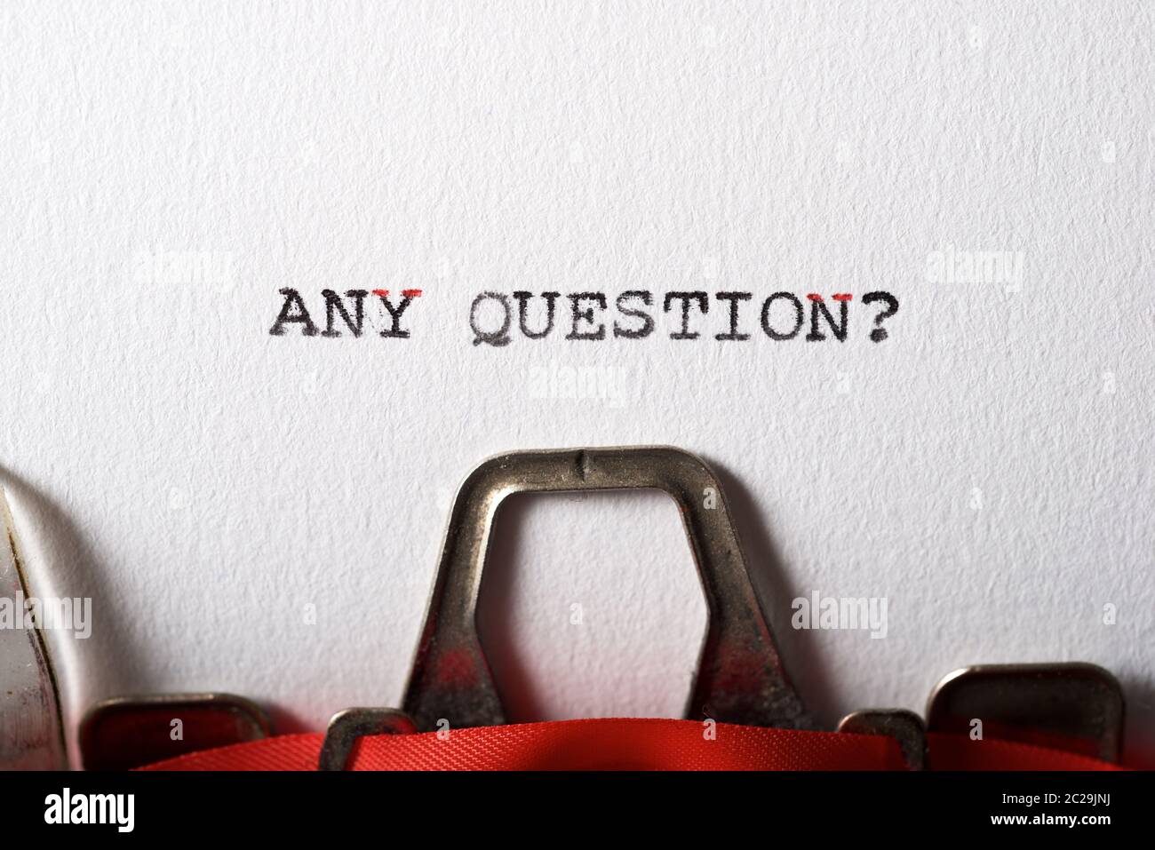 Any question? text written with a typewriter Stock Photo - Alamy