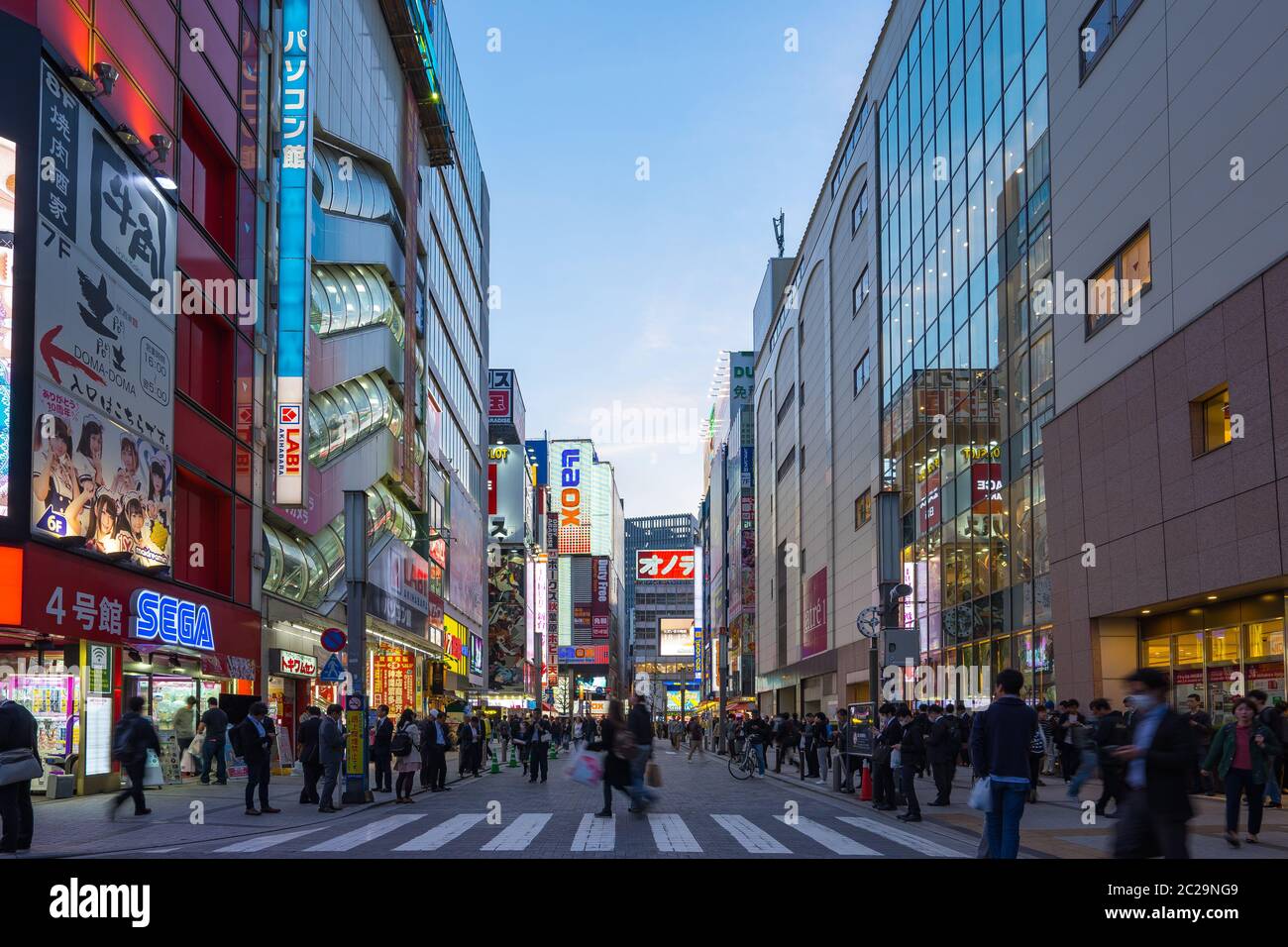 Crowd of tourist are travelling in Akihabara shopping district , Tokyo city, Japan Stock Photo