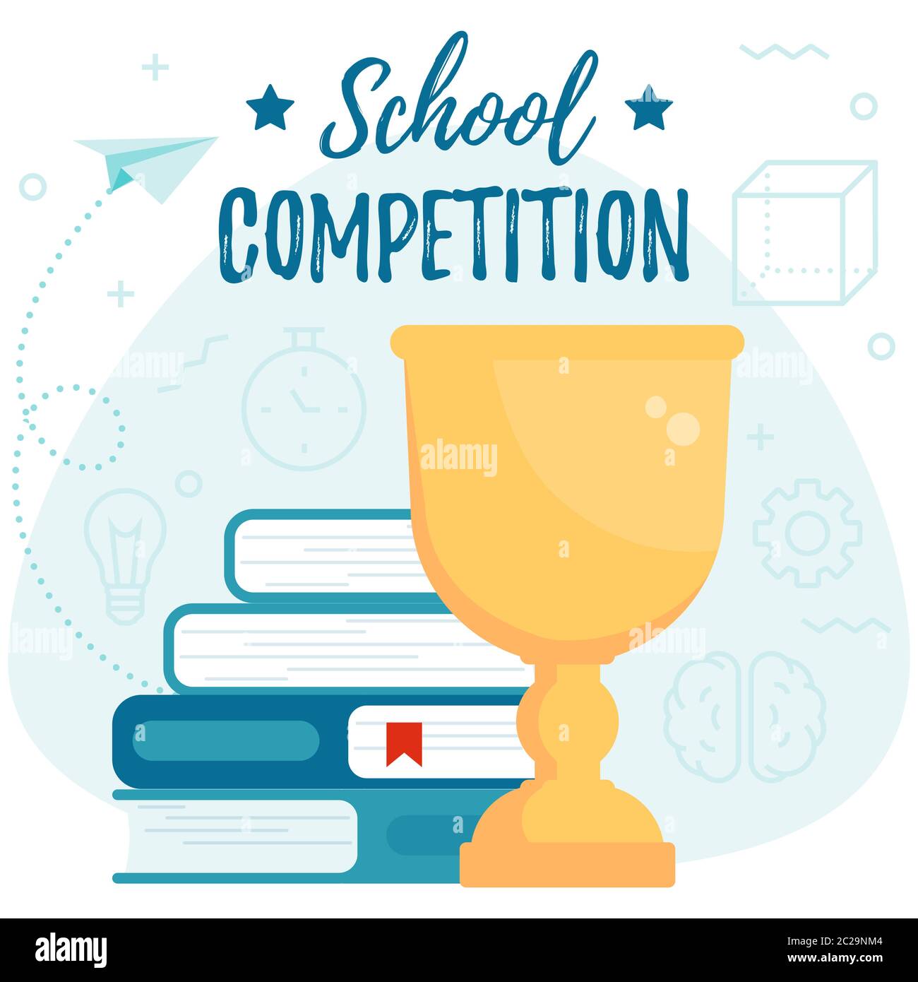 fordom bredde Evaluering School competition. Champion cup with books. Success education concept.  Winner, reward, competition, knowledge Stock Vector Image & Art - Alamy