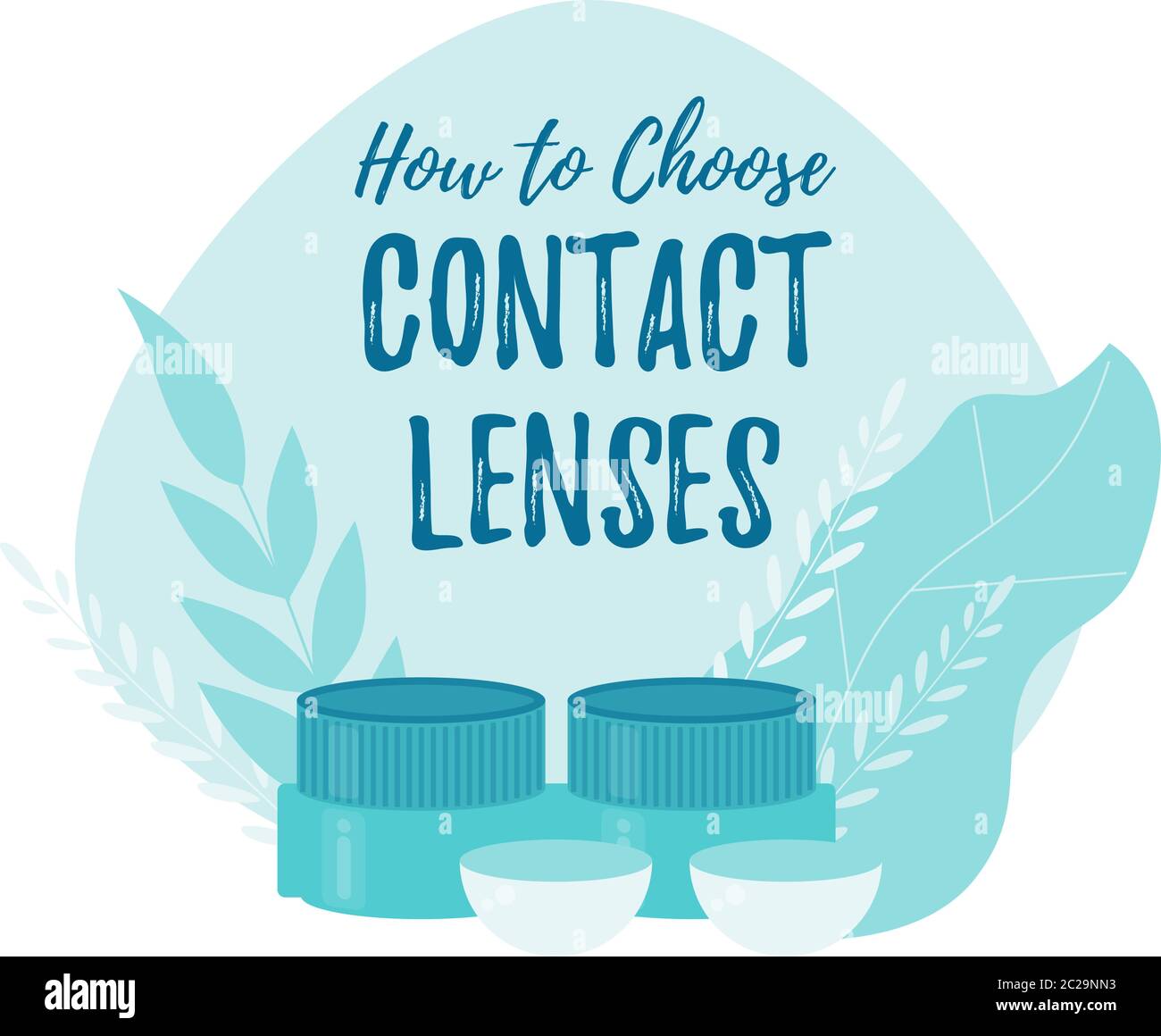 How to choose contact lenses. Concept with Contact Lens Case Box Holder. Stock Vector
