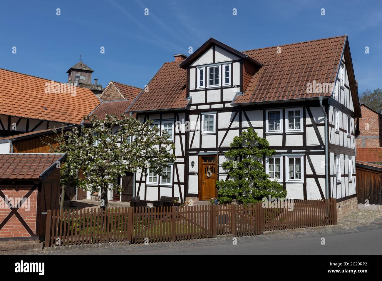 Historical half-timbered houses in Hesse Stock Photo