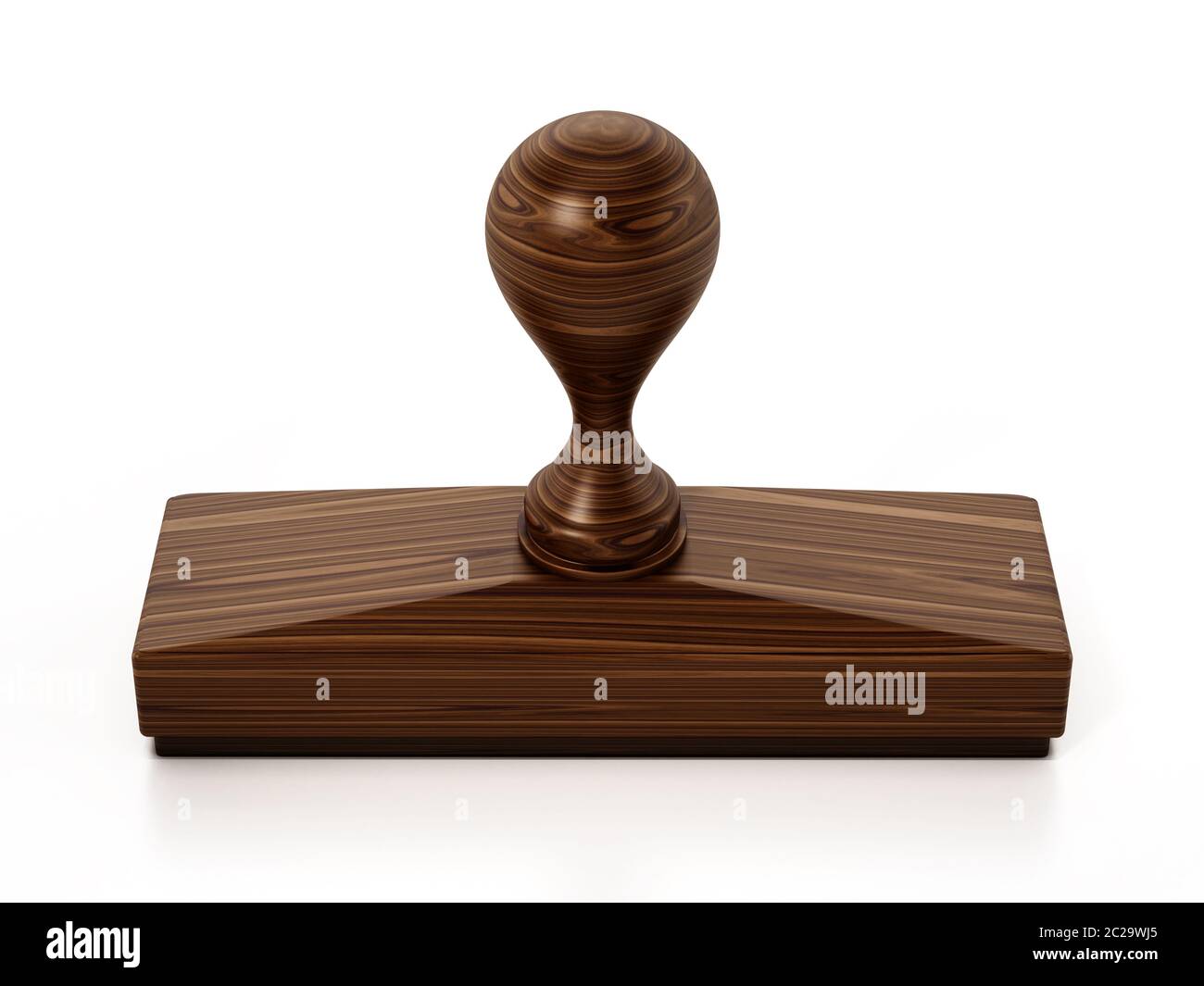 Wooden stamp isolated on white background. 3D illustration Stock Photo