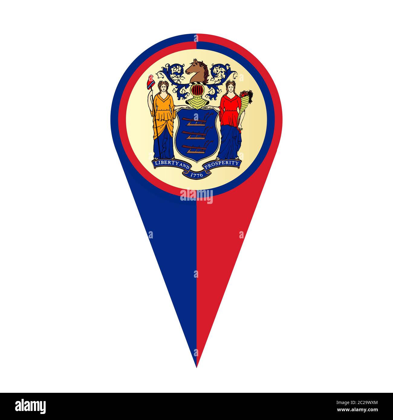 New Jersey state map pointer pin icon location flag marker Stock Photo
