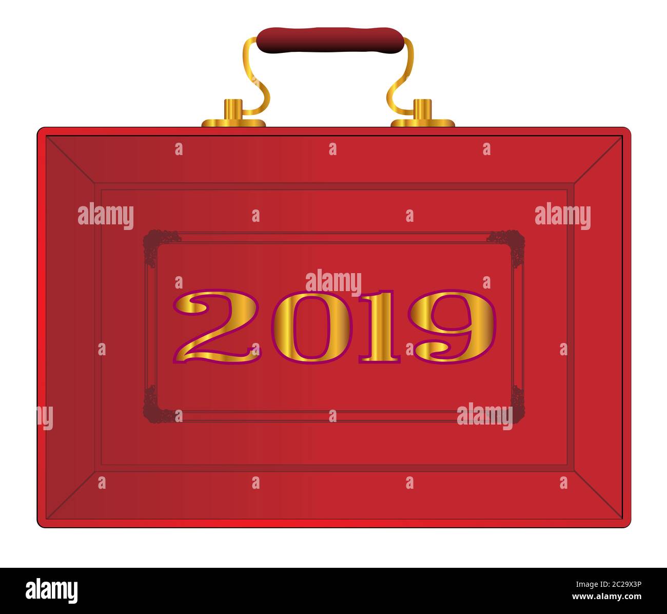 The red case as displayed by the UK Chancellor of the Exchequer during a new 2019 budget ober a white background Stock Photo