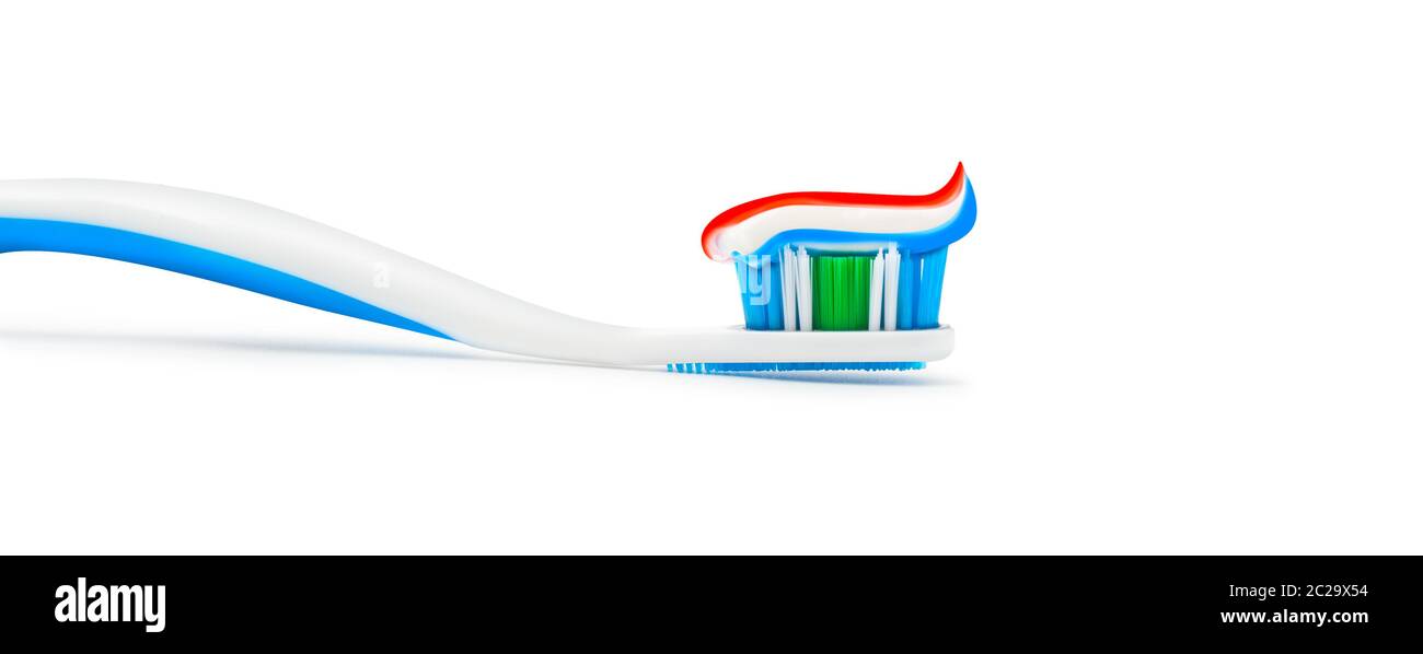 Toothpaste toothbrush isolated on white background. With clipping path Stock Photo