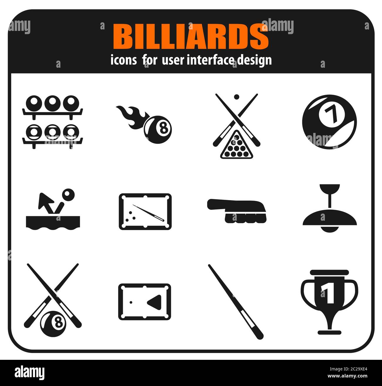 Billiards icon set for your design. vector icons Stock Photo - Alamy
