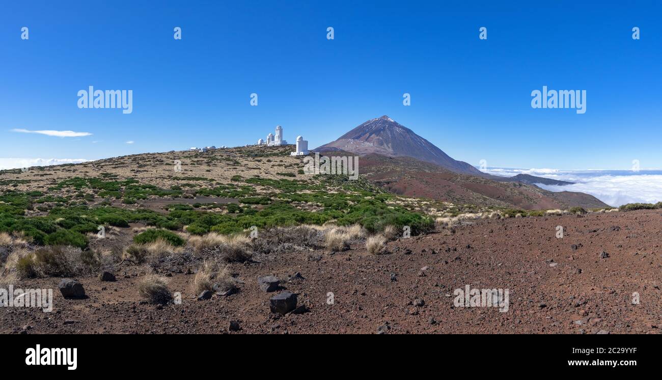 Tenerife, Canary Islands - Teide Observatory with mountain Teide in the national park Stock Photo
