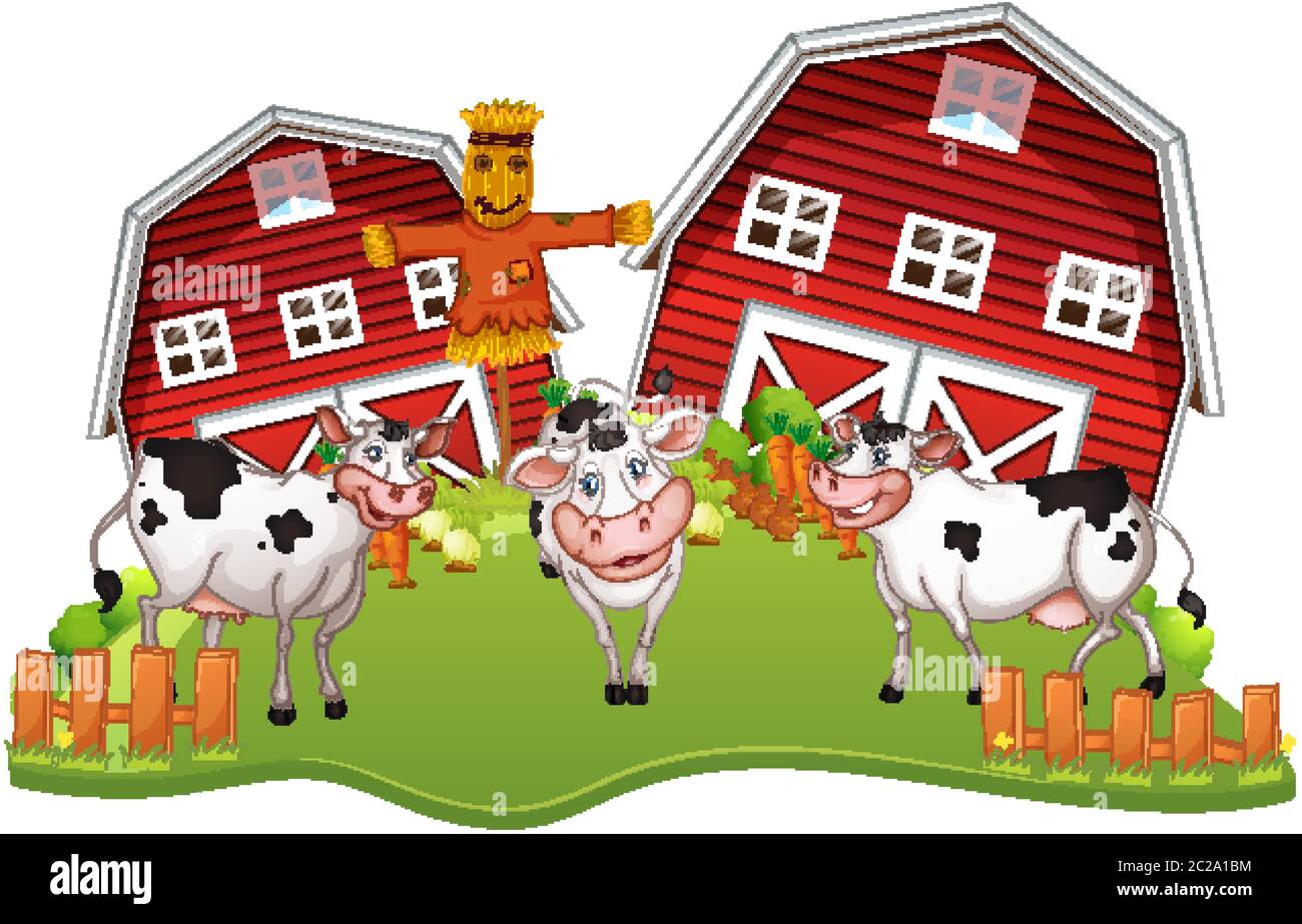 Happy cows at farm illustration Stock Vector Image & Art - Alamy