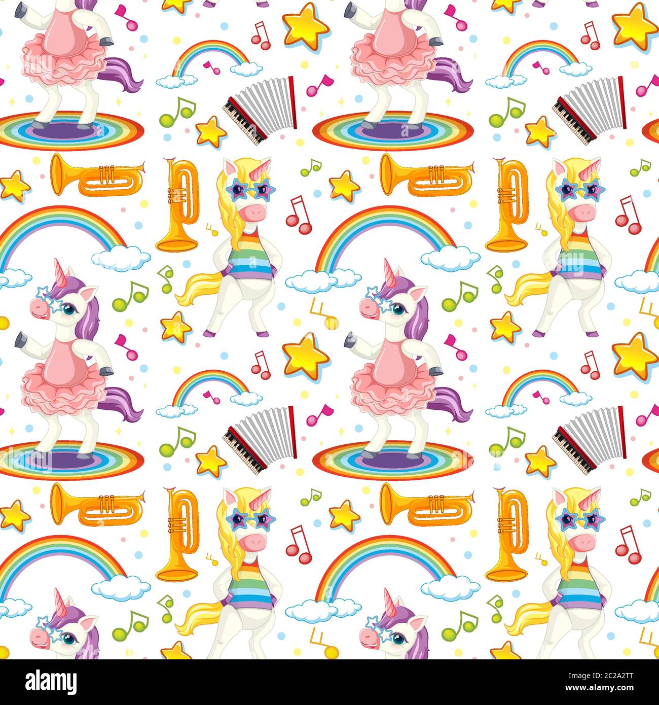 Seamless unicorn music theme illustration Stock Vector Image & Art - Alamy