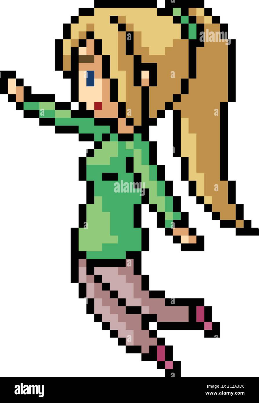 vector pixel art anime girl isolated cartoon Stock Vector Image & Art -  Alamy
