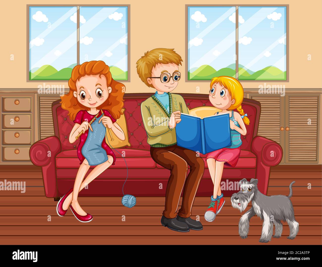 Happy family at home illustration Stock Vector Image & Art - Alamy