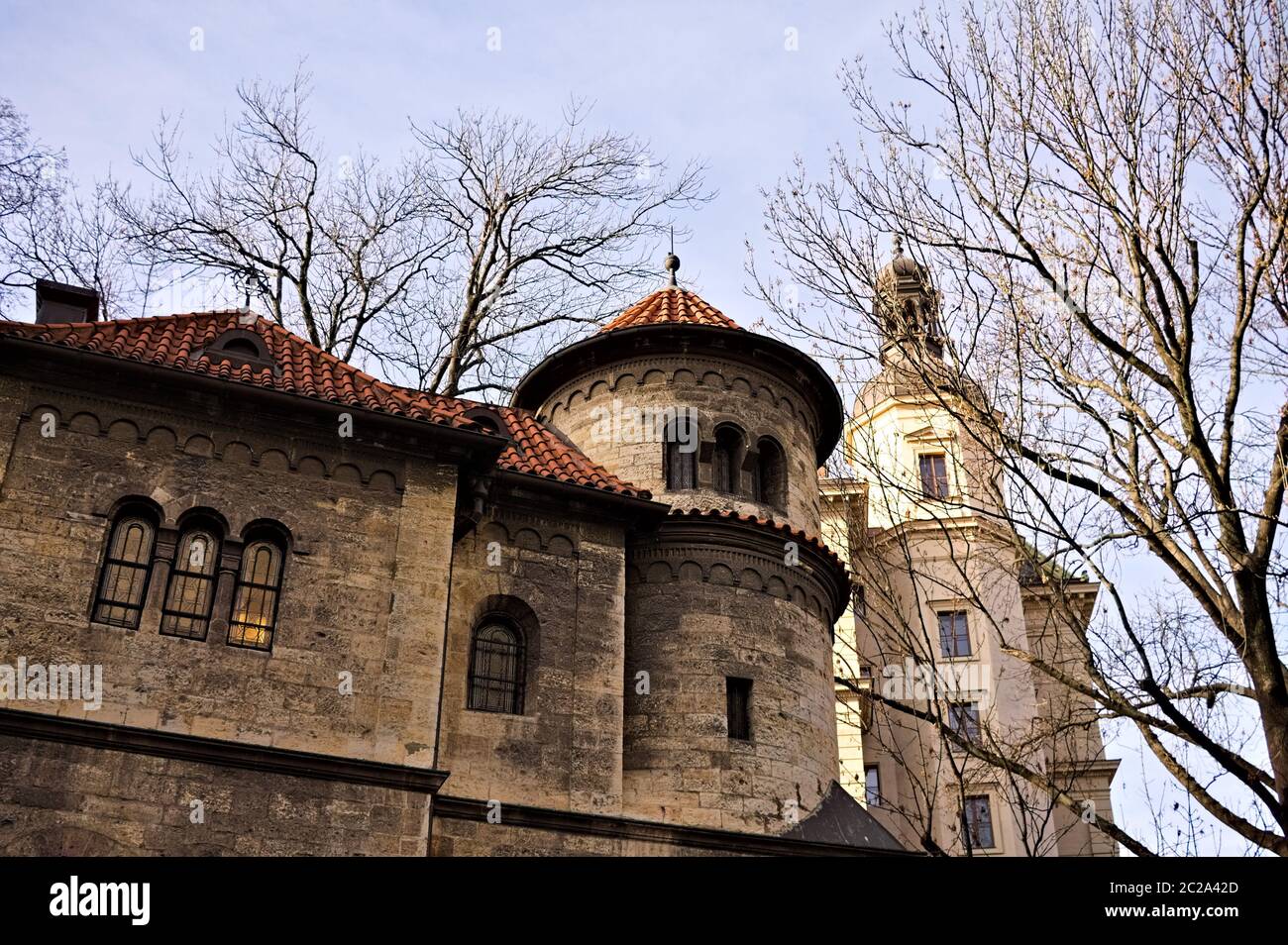 The exterior of Klausen synagogue in the jewish quarter in Prague