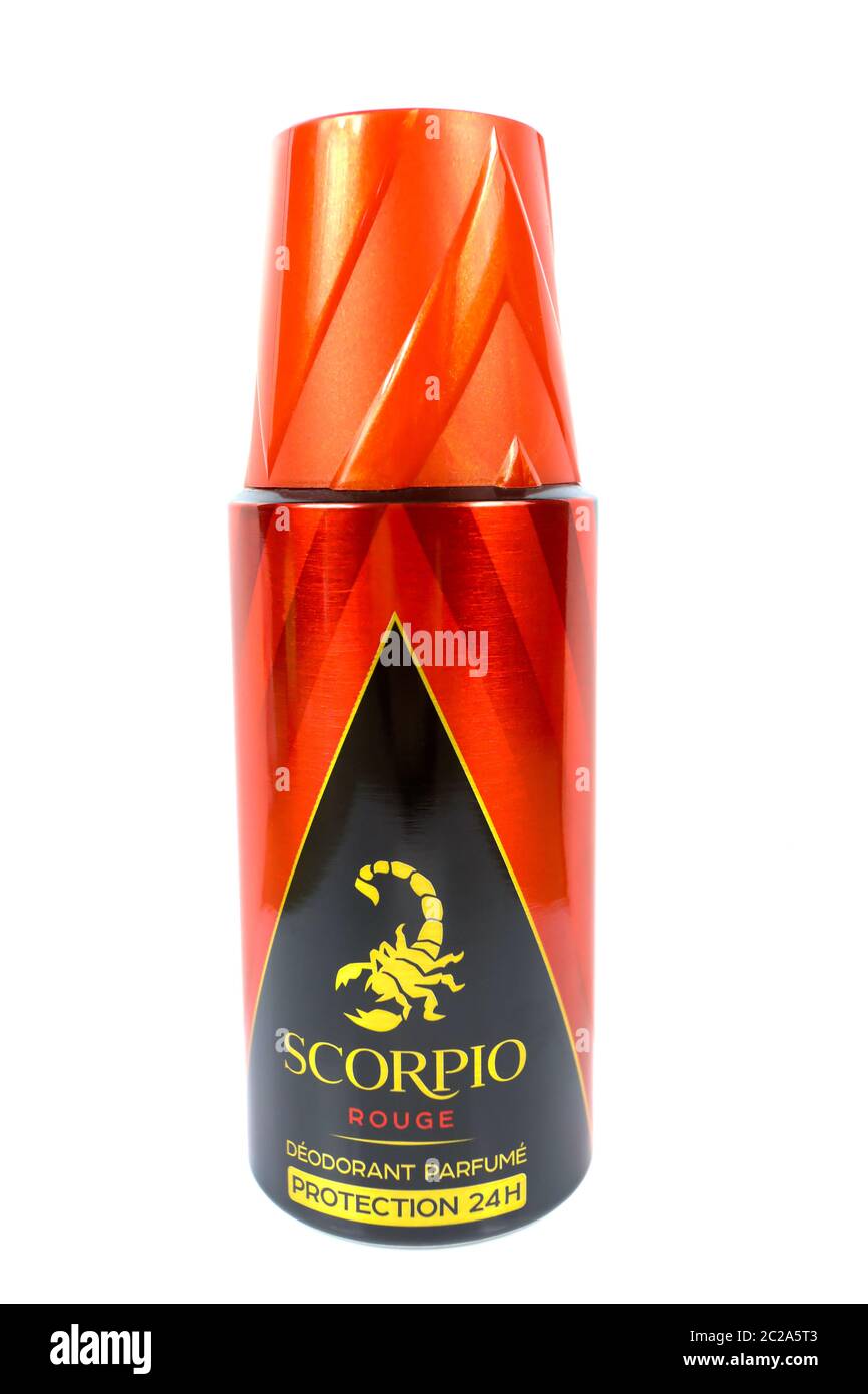 scorpio deodorant for men on a white background Stock Photo - Alamy